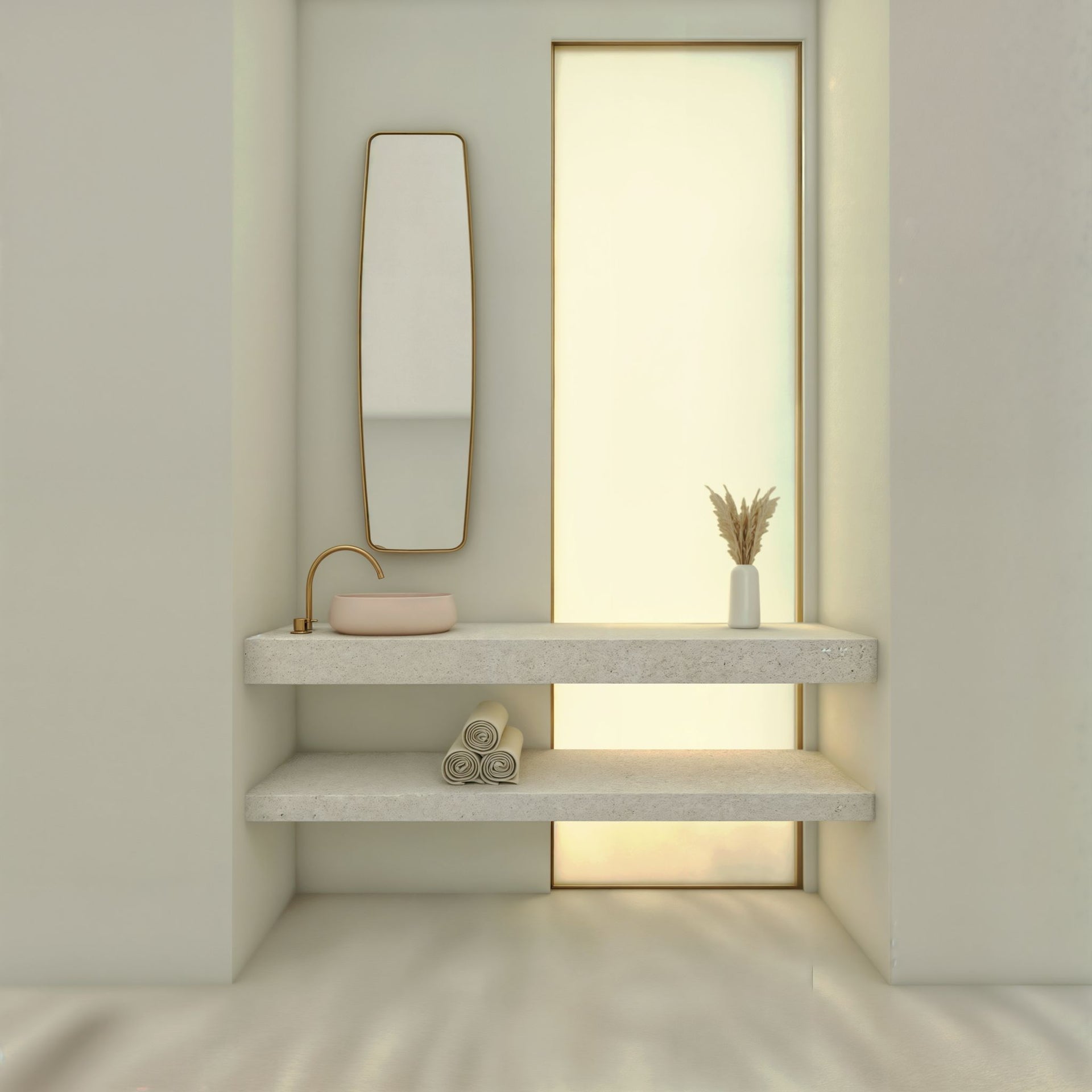 Wastafel inclusief plank op maat - Durasein solid surface