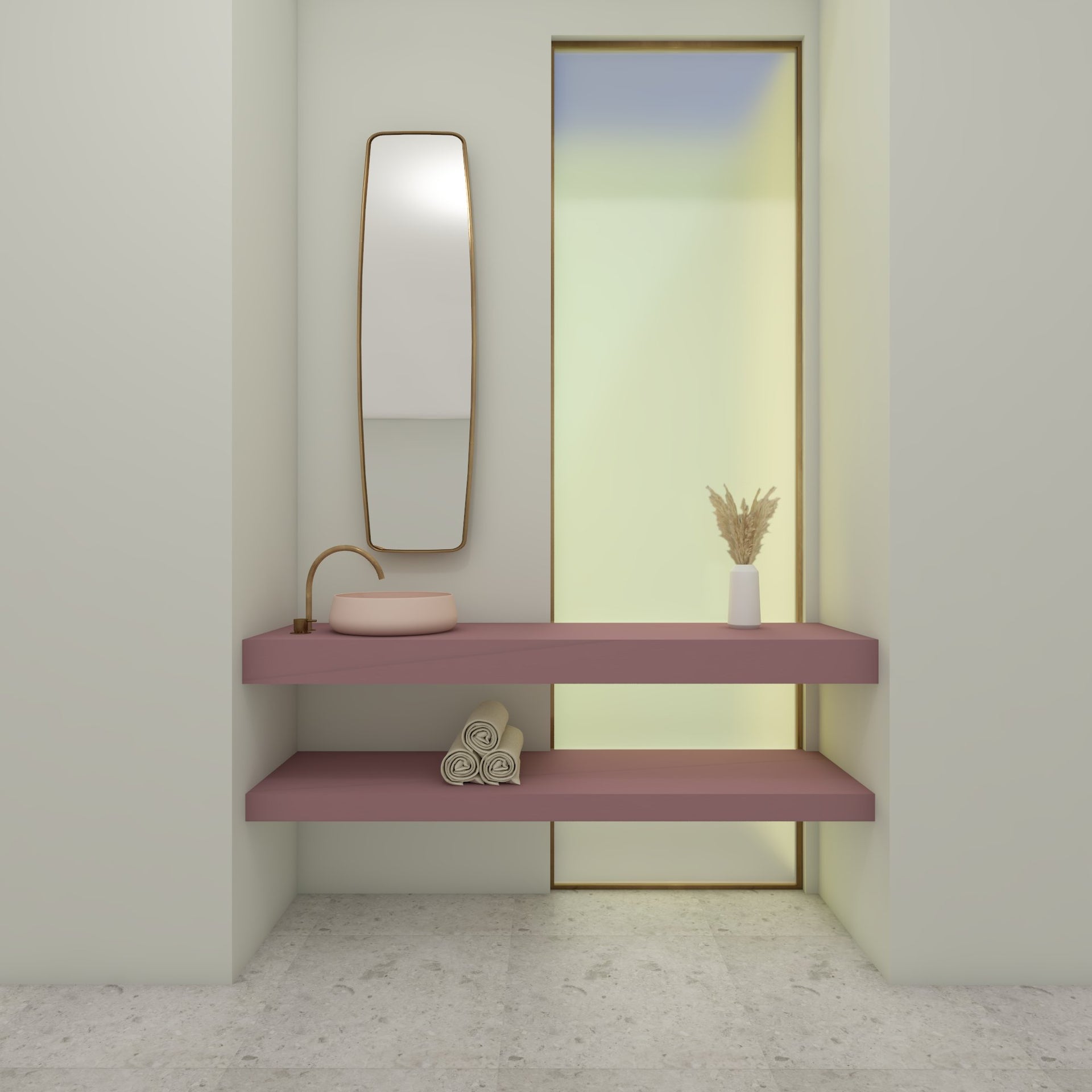 Wastafel inclusief plank op maat - Durasein effen kleur