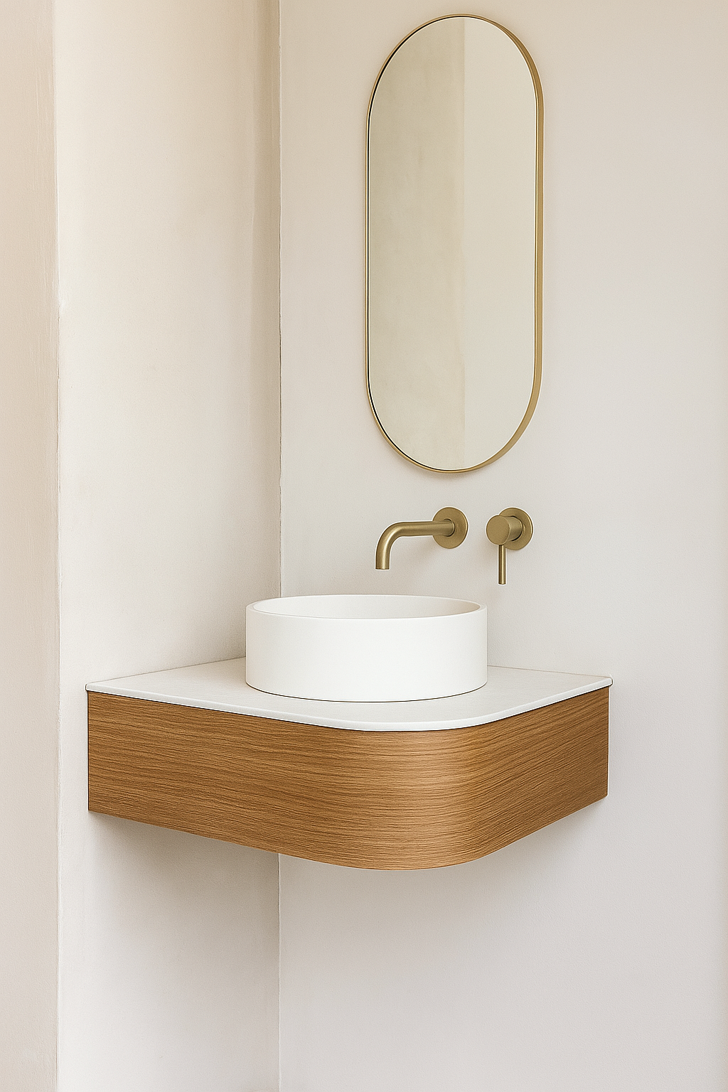 Wastafel inclusief plank op maat - Durasein solid surface/Cleaf HPL